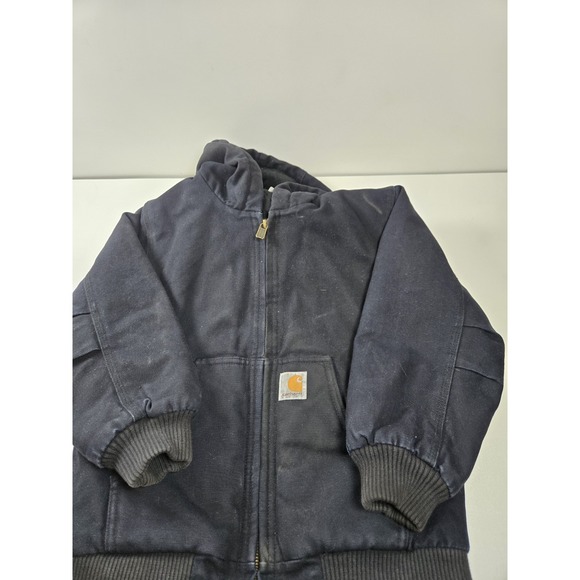 Vintage 2000's Carhartt Black Full-Zip Hooded Jacket (Kids/Youth 7-8) Small